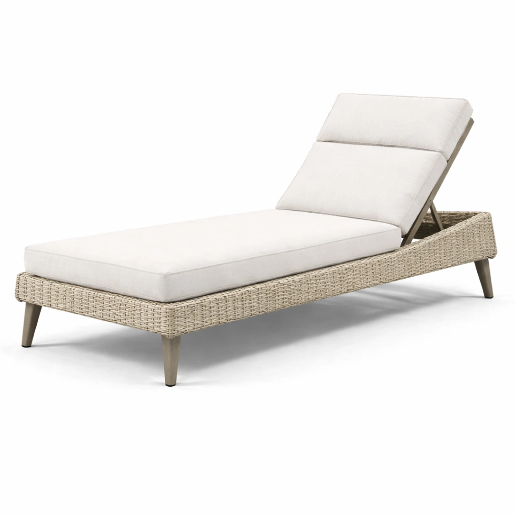 Outdoor Sonnenliege Rattan Hellbeige Elegant